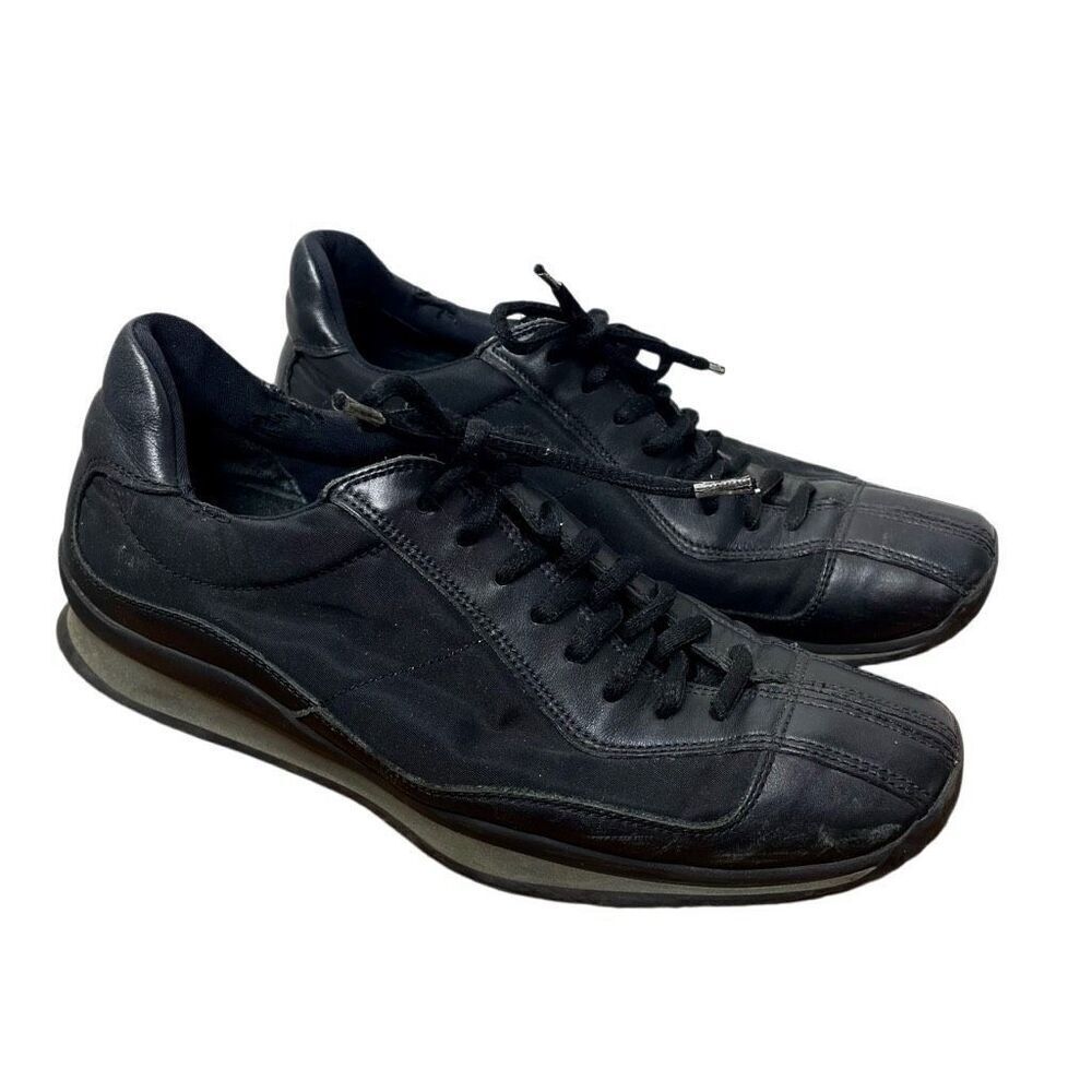 Prada Shoes‎ Black Metal Sneakers Suede Leather Rare Women's Shoes Size 7 Us 37